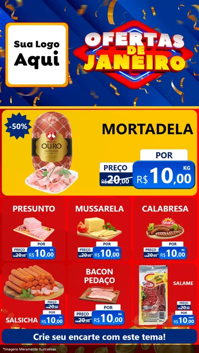 Modelo de Rede Social para Stories com o tema Ofertas de Janeiro para Frios e Laticínios