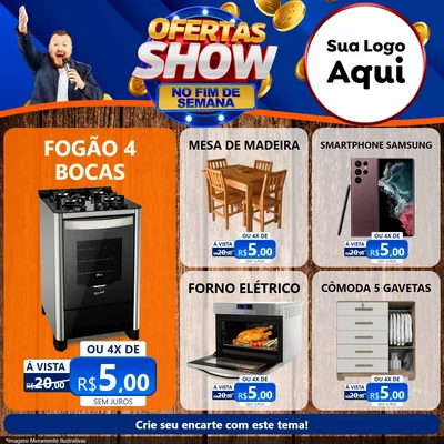 Modelo de Rede Social para Feed Facebook com o tema Ofertas Show No Fim De Semana para Móveis e Eletro