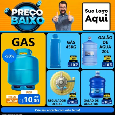 Modelo de Rede Social para Feed Facebook com o tema Preço Baixo para Água e gás
