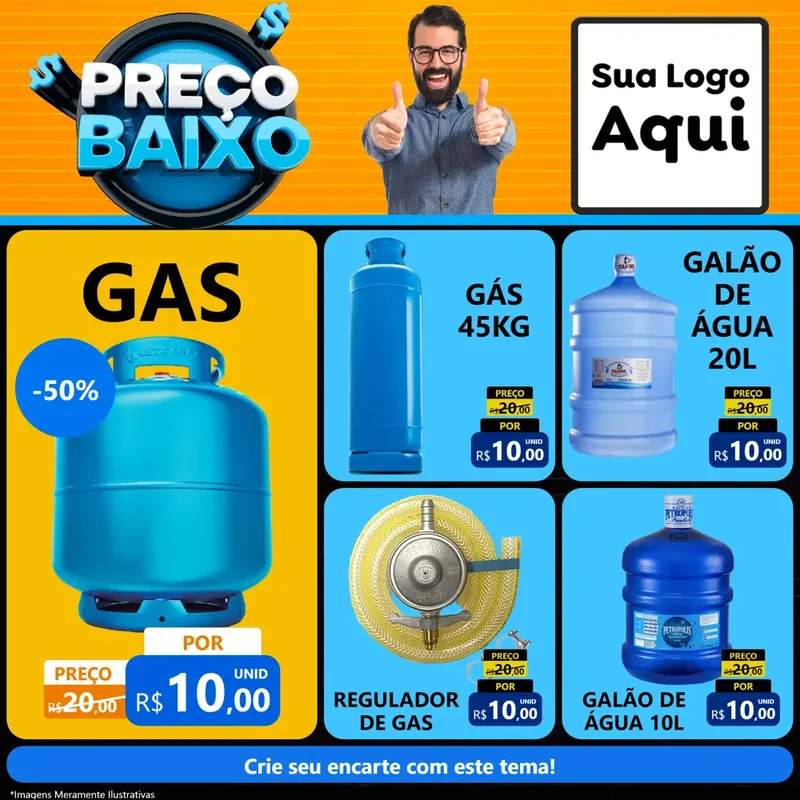 Modelo de Rede Social para Feed Facebook com o tema Preço Baixo para Água e gás