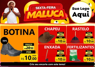 Modelo de Encarte para Encarte A4 Horizontal com o tema Sexta-feira Maluca para Agropecuária