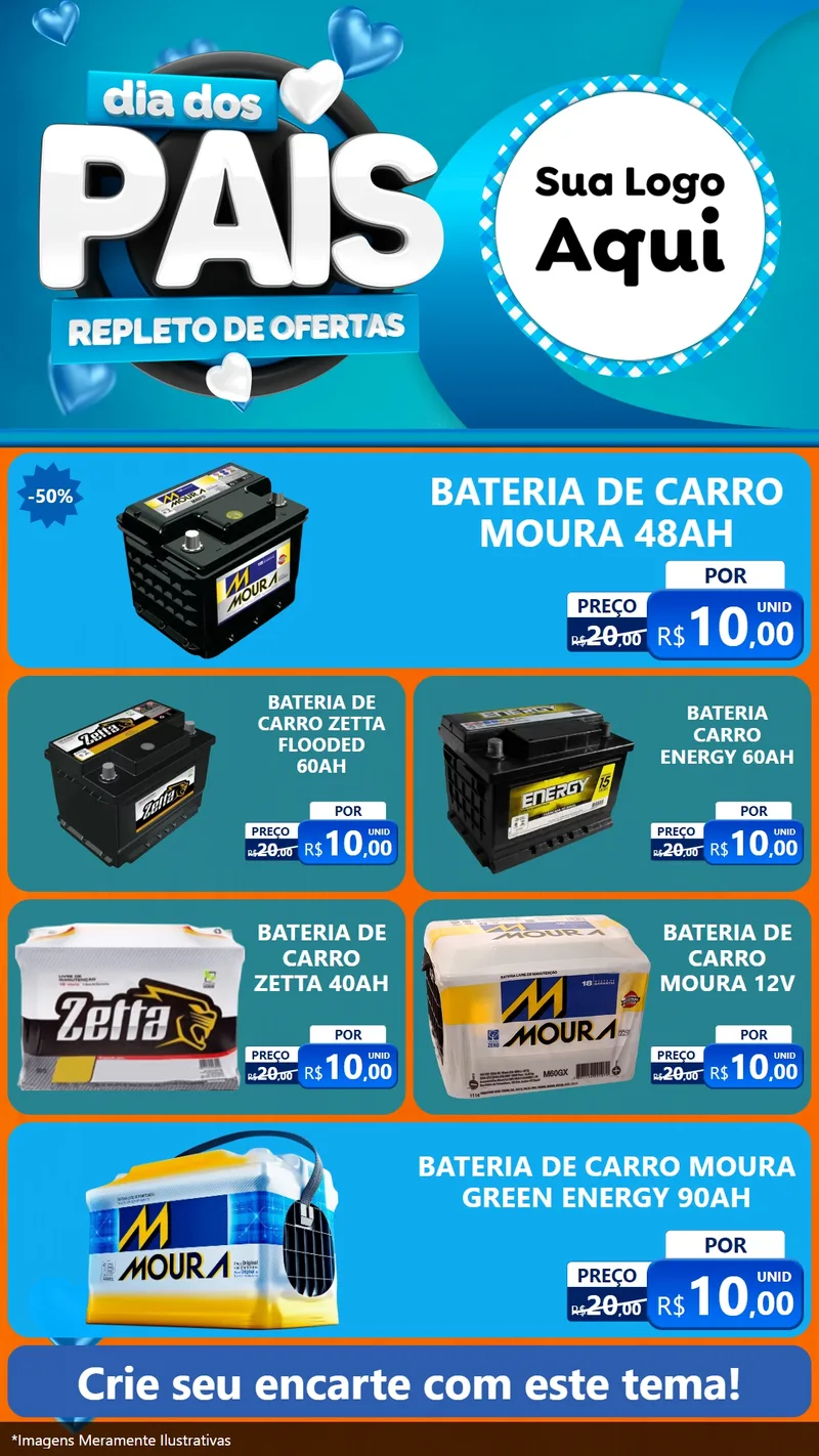 Modelo de TV para TV Vertical com o tema Dia Dos Pais Repleto de Ofertas para Baterias Elétricas