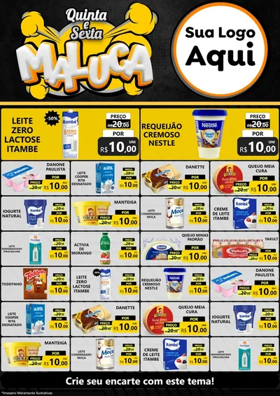 Modelo de Encarte para Encarte A4 Vertical com o tema Quinta e Sexta Maluca para Frios e Laticínios