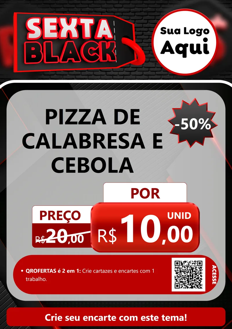 Modelo de Cartaz para Cartaz A4 Vertical com o tema Sexta Black para Pizzaria