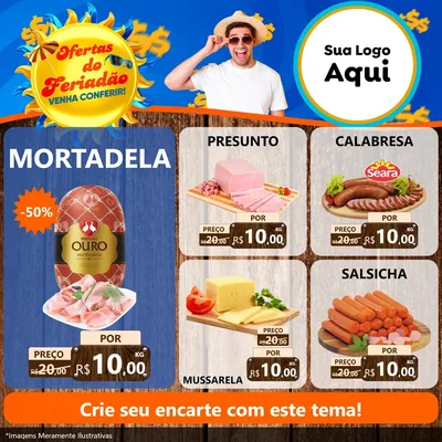 Modelo de Rede Social para Feed Facebook com o tema Ofertas do Feriadão para Frios e Laticínios