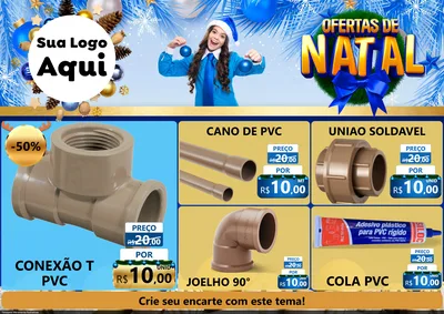 Modelo de Encarte para Encarte A4 Horizontal com o tema Ofertas de Natal para Tubos e conexões