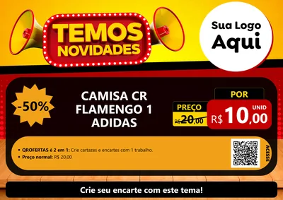 Modelo de Cartaz para Cartaz A4 Horizontal com o tema Temos Novidades para Roupas e acessórios