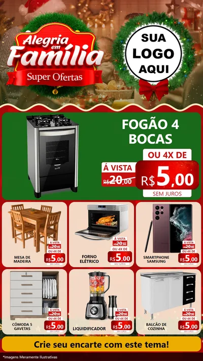 Modelo de Rede Social para Stories com o tema Alegria Em Família - Super Ofertas para Móveis e Eletro