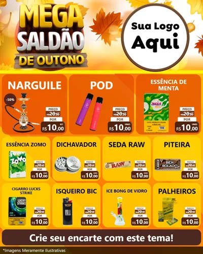 Modelo de Rede Social para Feed Instagram com o tema Mega Saldão de Outono para Tabacaria