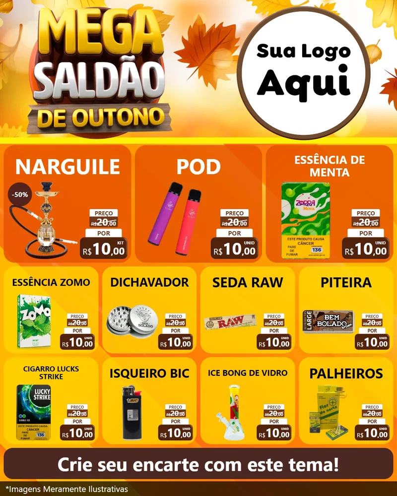 Modelo de Rede Social para Feed Instagram com o tema Mega Saldão de Outono para Tabacaria