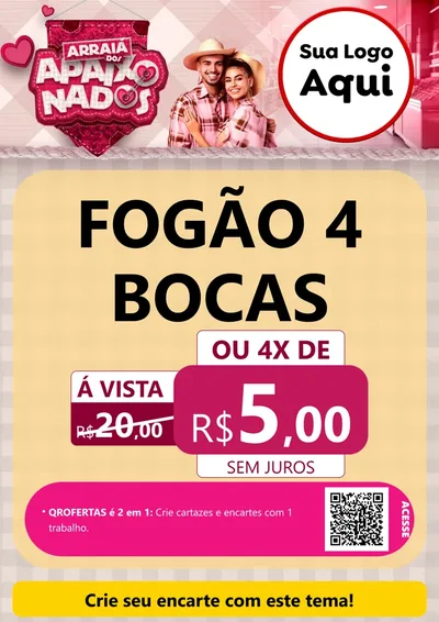 Modelo de Cartaz para Cartaz A4 Vertical com o tema Arraiá dos Apaixonados - Junina para Móveis e Eletro