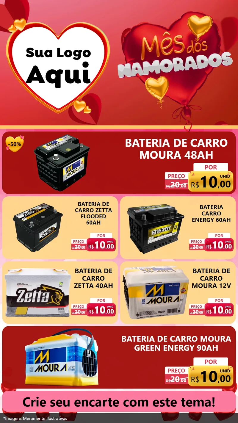 Modelo de TV para TV Vertical com o tema Mês dos Namorados para Baterias Elétricas