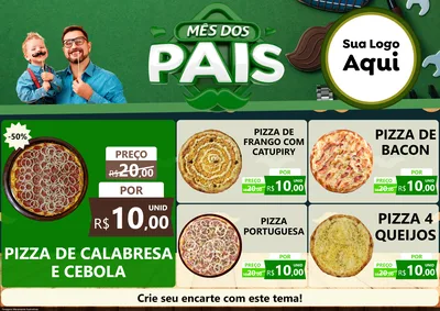 Modelo de Encarte para Encarte A4 Horizontal com o tema Mês dos Pais para Pizzaria
