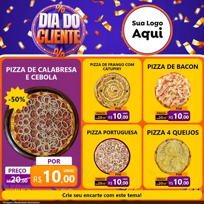 Modelo de Rede Social para Feed Facebook com o tema Dia do Cliente para Pizzaria