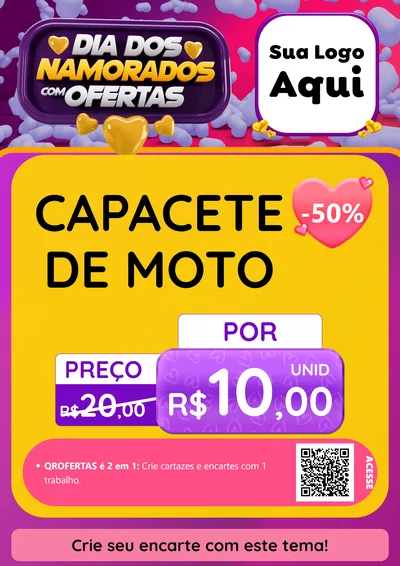 Modelo de Cartaz para Cartaz A4 Vertical com o tema Dia Dos Namorados Com Ofertas para Moto peças
