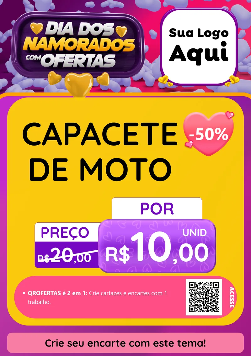 Modelo de Cartaz para Cartaz A4 Vertical com o tema Dia Dos Namorados Com Ofertas para Moto peças