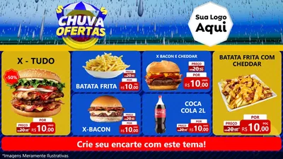 Modelo de TV para TV Horizontal com o tema Chuva de Ofertas para Hamburgueria