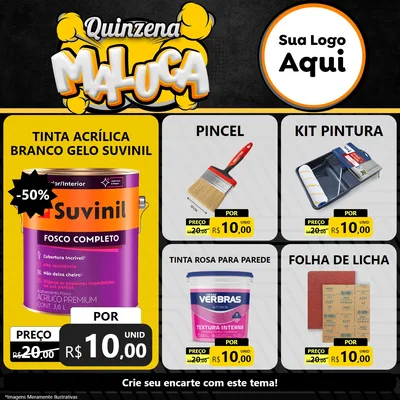 Modelo de Rede Social para Feed Facebook com o tema Quinzena Maluca para Tintas e Ferramentas