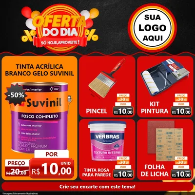 Modelo de Rede Social para Feed Facebook com o tema Oferta do Dia - Só hoje, Aproveite! para Tintas e Ferramentas