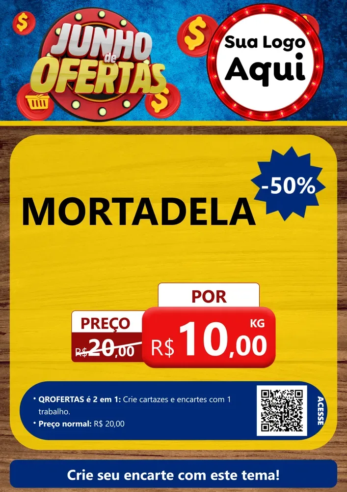 Modelo de Cartaz para Cartaz A4 Vertical com o tema Junho de Ofertas para Frios e Laticínios