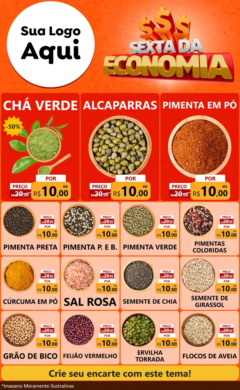 Modelo de Encarte para Encarte Grande com o tema Sexta da Economia para Produtos Naturais