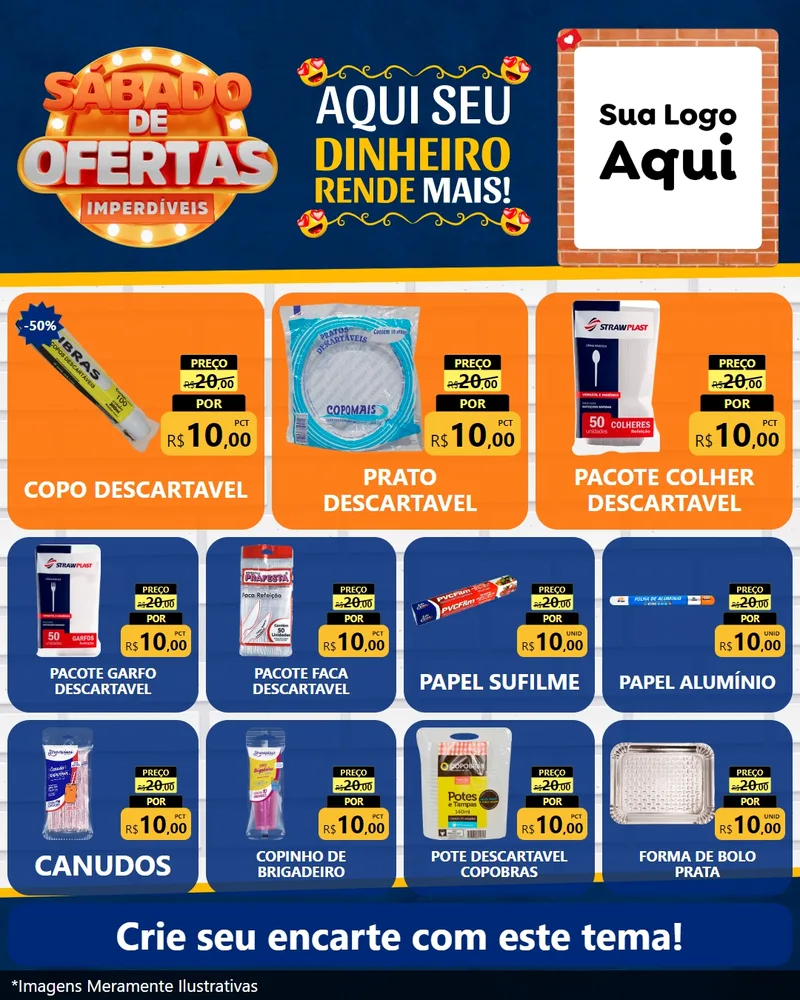 Modelo de Rede Social para Feed Instagram com o tema Sábado de Ofertas Imperdíveis para Embalagens