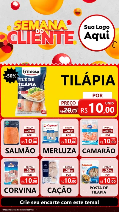 Modelo de Rede Social para Stories com o tema Semana do Cliente para Peixaria