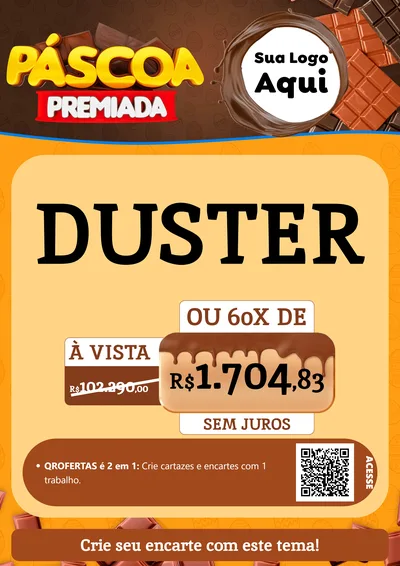 Modelo de Cartaz para Cartaz A4 Vertical com o tema Páscoa Premiada para Concessionaria de Carros