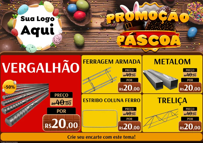 Modelo de Encarte para Encarte A4 Horizontal com o tema Promoção Páscoa para Ferragens