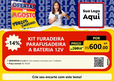 Modelo de Cartaz para Cartaz A4 Horizontal com o tema Ofertas de Agosto - Preços Incríveis para Maquinas e Ferramentas