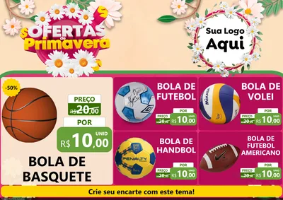 Modelo de Encarte para Encarte A4 Horizontal com o tema Ofertas de Primavera para Artigos Esportivos
