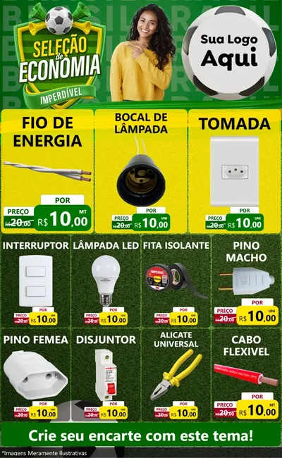 Modelo de Encarte para Encarte Grande com o tema Seleção de Economia - Copa para Materiais Elétricos