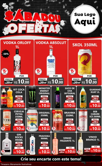Modelo de Encarte para Encarte Grande com o tema Sabadou de Ofertas para Distribuidora de bebidas