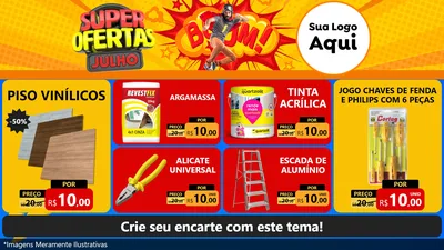 Modelo de TV para TV Horizontal com o tema Super Ofertas Julho para Material para Construção