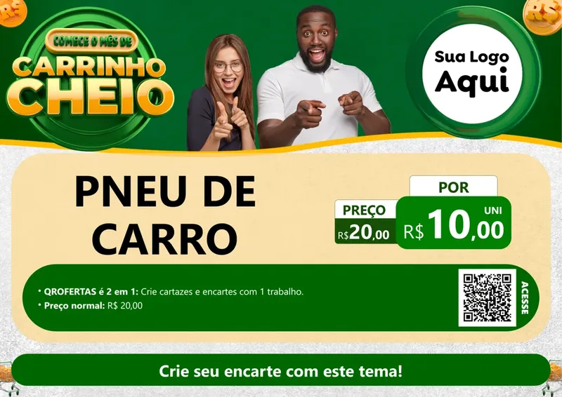 Modelo de Cartaz para Cartaz A4 Horizontal com o tema Carrinho Cheio para Auto peças