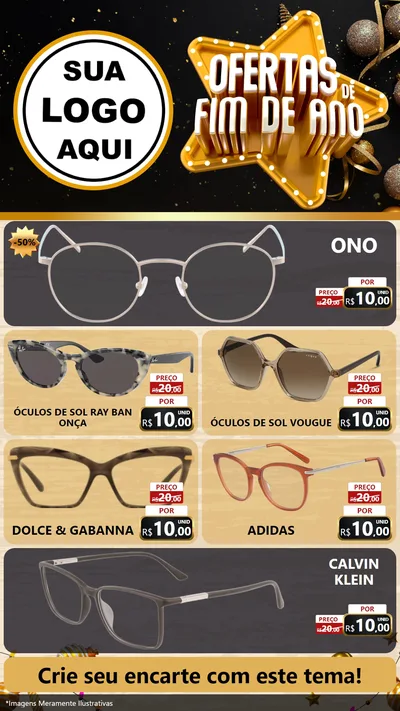 Modelo de TV para TV Vertical com o tema Ofertas de Fim de Ano para Óticas