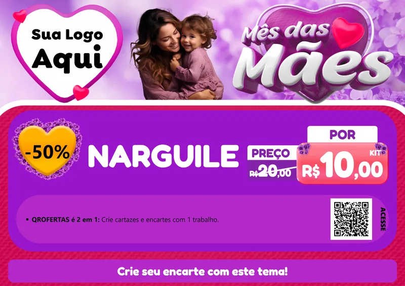 Modelo de Cartaz para Cartaz A4 Horizontal com o tema Mês das Mães para Tabacaria