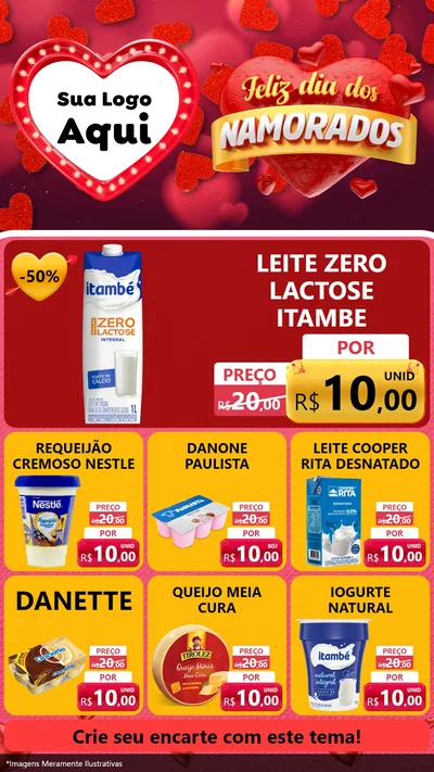 Modelo de Rede Social para Stories com o tema Feliz Dia Dos Namorados para Frios e Laticínios