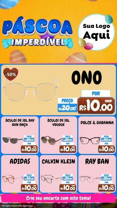 Modelo de Rede Social para Stories com o tema Páscoa Imperdível para Óticas
