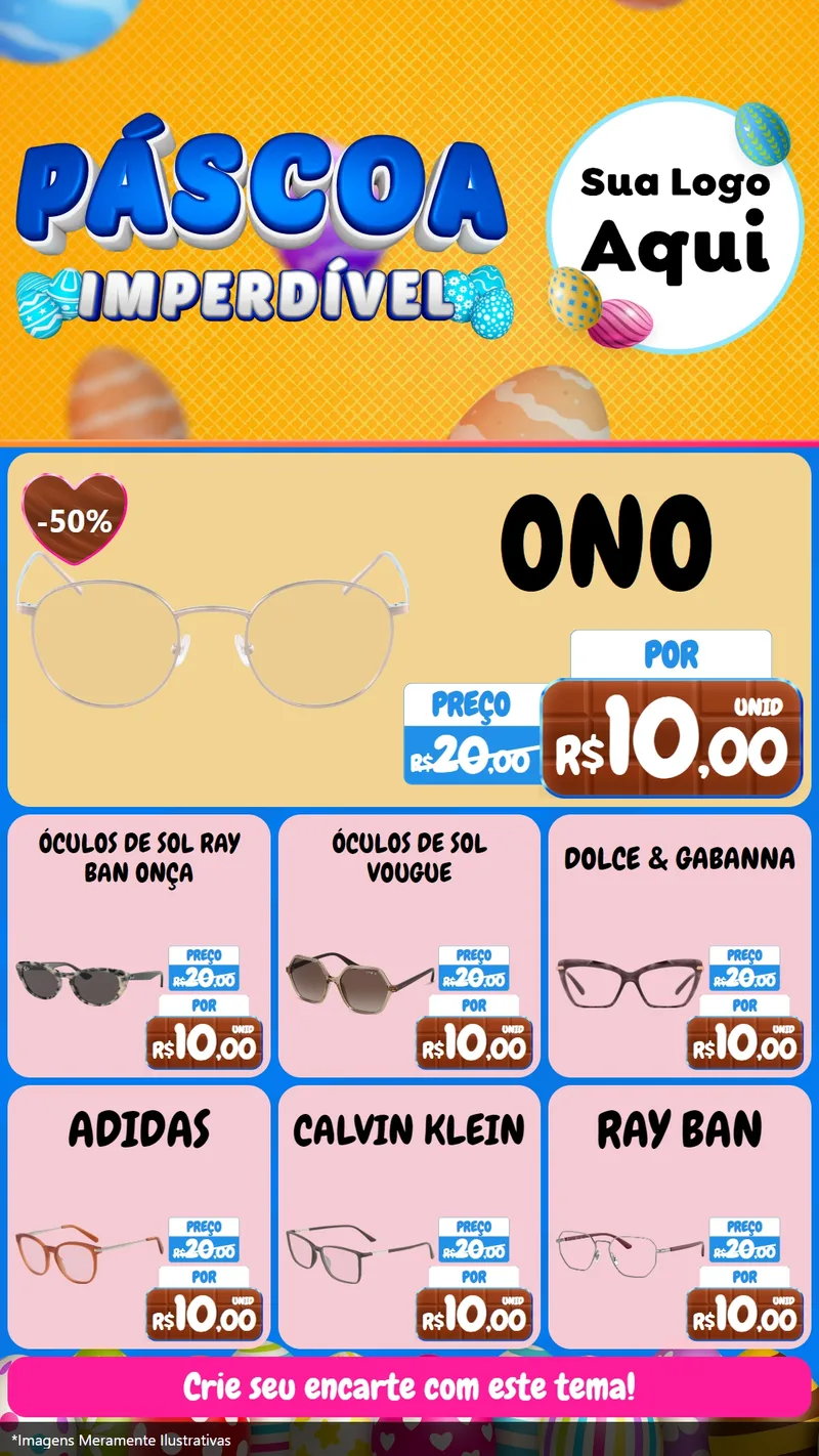 Modelo de Rede Social para Stories com o tema Páscoa Imperdível para Óticas