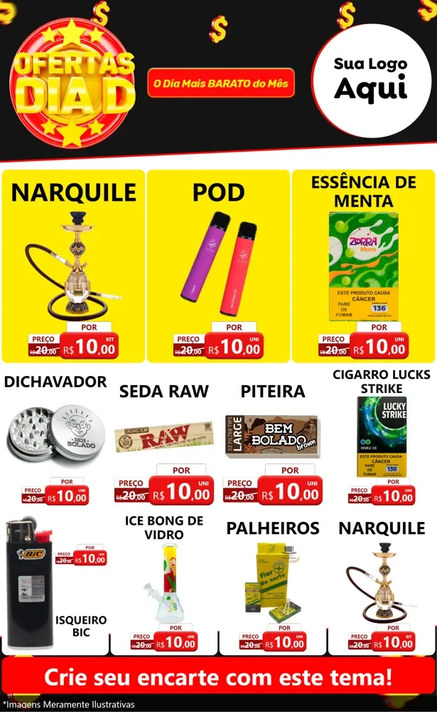 Modelo de Encarte para Encarte Grande com o tema Dia D para Tabacaria