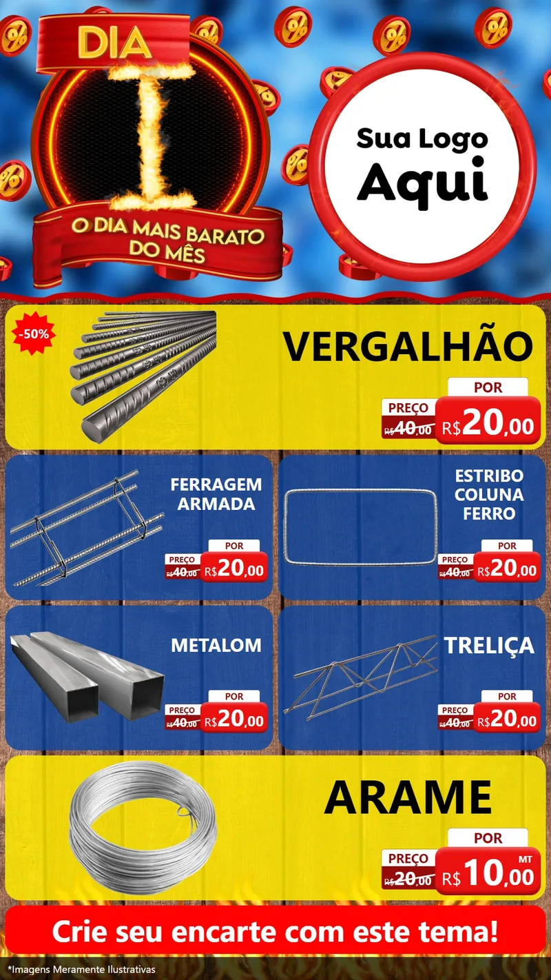 Modelo de TV para TV Vertical com o tema Dia I - O Dia Mais Barato Do Mês para Ferragens