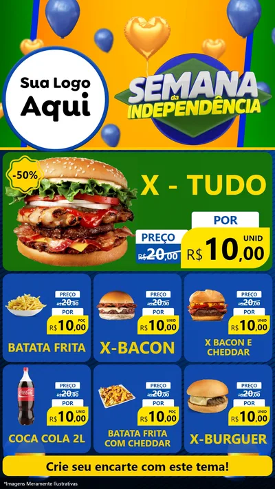 Modelo de Rede Social para Stories com o tema Semana da Independência para Hamburgueria