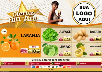 Modelo de Encarte para Encarte A4 Horizontal com o tema Ofertas Fim de Ano para Hortifrúti
