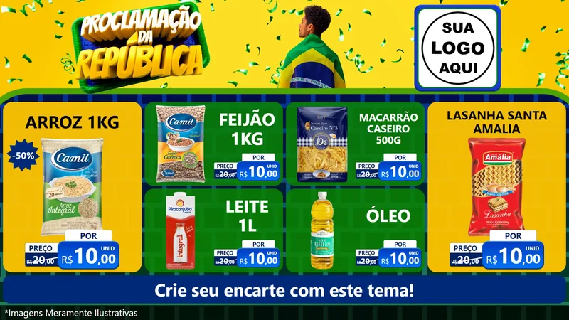 Modelo de TV para TV Horizontal com o tema Proclamação da República para Supermercado