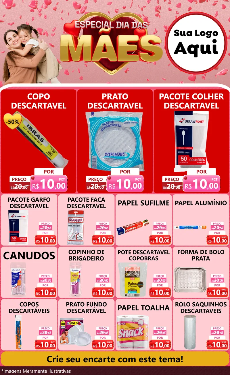 Modelo de Encarte para Encarte Grande com o tema Especial Dia Das Mães para Embalagens