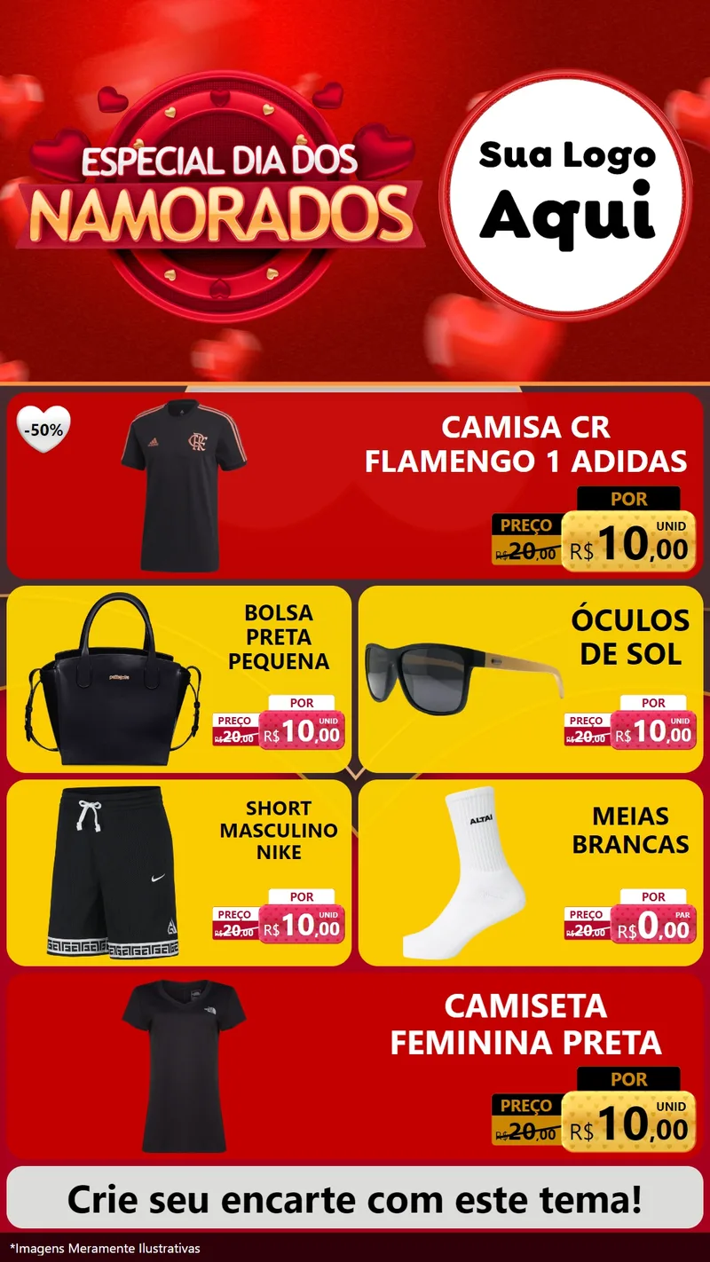 Modelo de TV para TV Vertical com o tema Especial Dia Dos Namorados para Roupas e acessórios