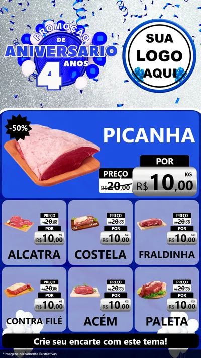 Modelo de Rede Social para Stories com o tema Promoção de Aniversário - 4 Anos para Açougue