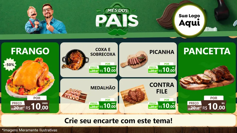 Modelo de TV para TV Horizontal com o tema Mês dos Pais para Assados
