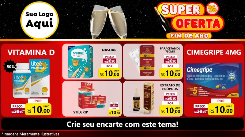 Modelo de TV para TV Horizontal com o tema Super Oferta Fim de Ano para Farmácia
